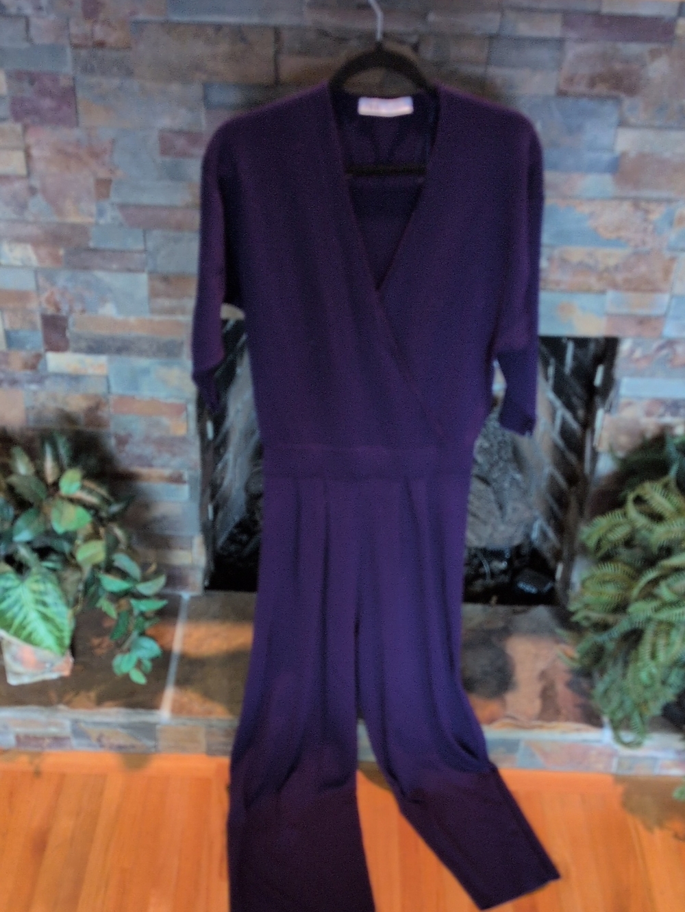 Zara Deep Purple Wrap-Style Knit Jumpsuit